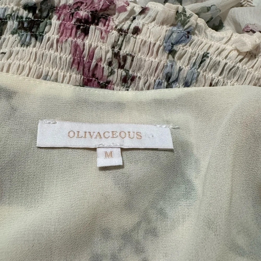 Floral Ruffle Dress Olivaceous Smocked Dress M